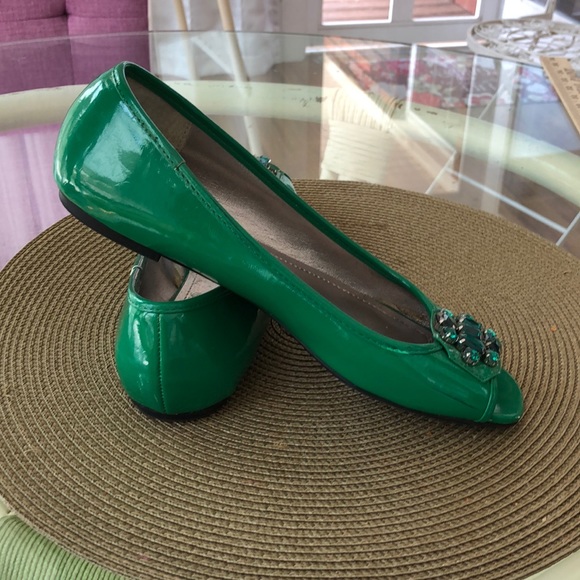 Dollhouse Shoes Ladies Flats Size 7 2 Green Patent Leather Poshmark